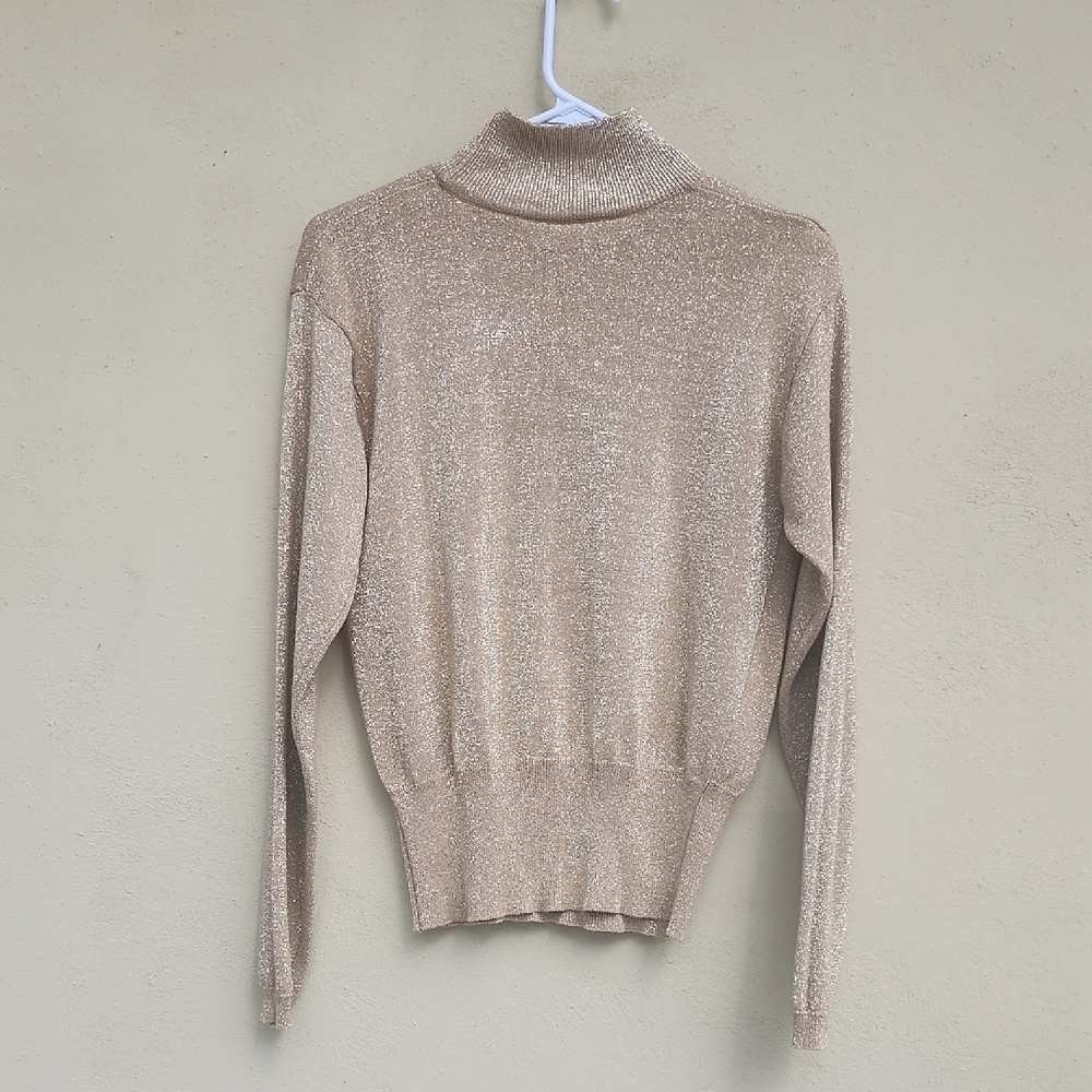 Josephine Chaus Vintage Shimmering Beige Turtleneck Sweater - Picture 6 of 6